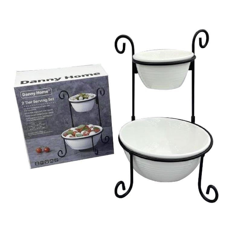 Ceramic Snack & Fruit Bowl Stand 2 Tier