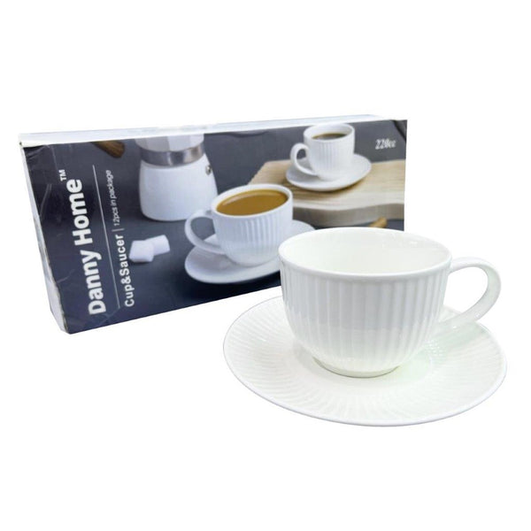 Ceramic Tea Cup & Saucer Set of 6 Pcs 200 ml