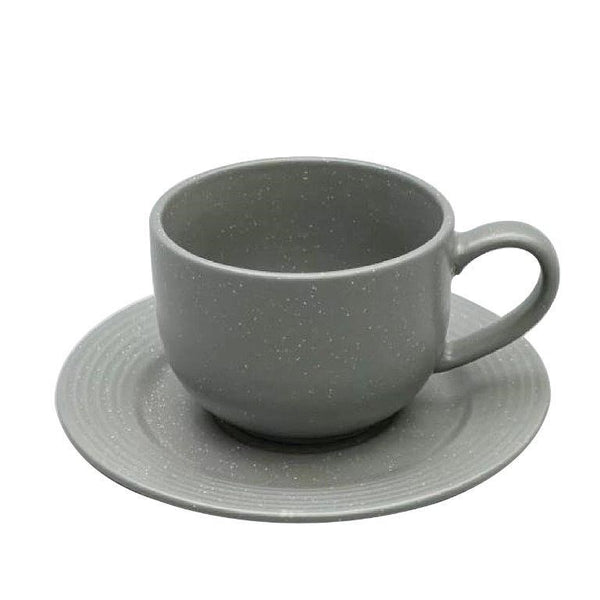 Grey Ceramic Tea Cup & Saucer Set 220 ml