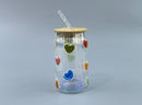 Danny Home Can Style Glass Tumbler w Straw Set/2 Pcs 500 ml