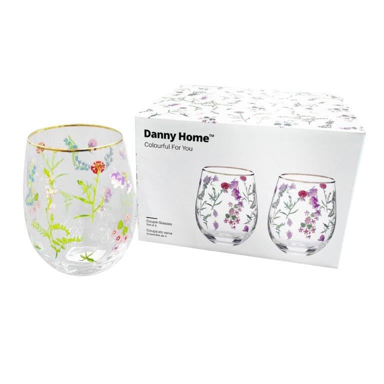 Colored Glass Tumbler Set of 4 Pcs