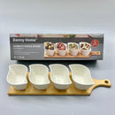 Danny Home Ceramic Sauce Dish Set of 4 Pcs with Tray 39*11 cm