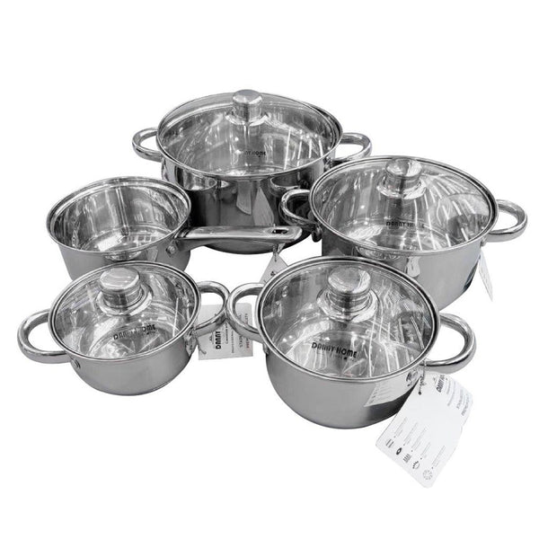 Stainless Steel Cooking Pot Casserole Set of 9 Pcs