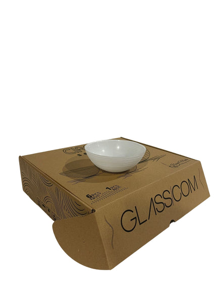 Glasscom Dinnerware White Coral Colour Glass Blowls Set of 7