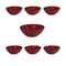 Glasscom Dinnerware Burgundy Coral Colour Glass Blowls Set of 7