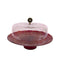 Glasscom Dinneware Red Gold Abstract Art Footed Cake Stand with Lid 33 cm
