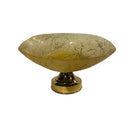 Glasscom Abstract Art Matte Gold Round Footed Fruit Bowl 30 cm