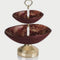 Glasscom Matte Brown Abstract Art Engraved Glass Two Tier Cake Server Gold Stand