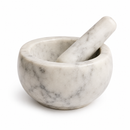 Marble mortar and pestle on a white background
