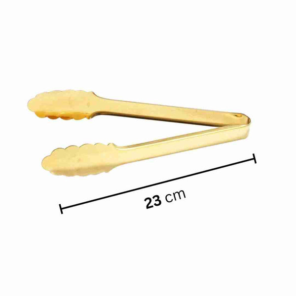 Gold Stainless Steel Tongs for Kitchen, BBQ, and Buffet - 23 cm, 82 g