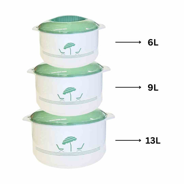 Green Hot Pot Insulated Food Warmer Casserole Set of 3 - 6L 9L 13L (Must select an Option for Sizes or Set)