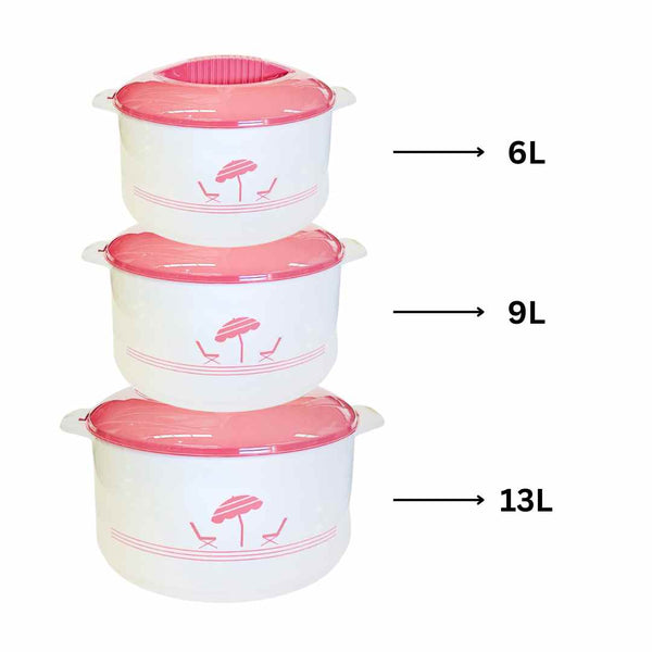 Pink Hot Pot Insulated Food Warmer Casserole Set of 3 - 6L 9L 13L (Must select an Option for Sizes or Set)