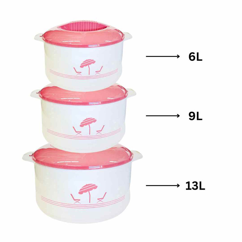 Pink Hot Pot Insulated Food Warmer Casserole Set of 3 - 6L 9L 13L (Must select an Option for Sizes or Set)