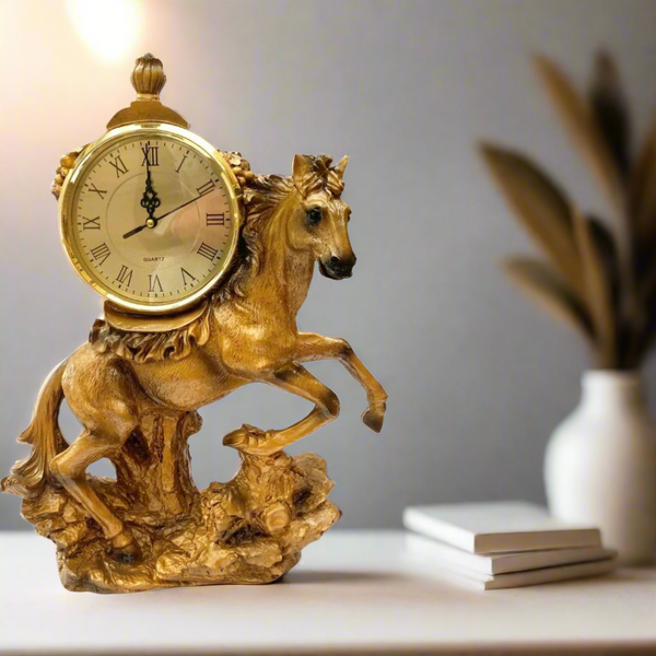 Sculpture Statue Resin Figurine Horse Deco Clock 44*33 cm