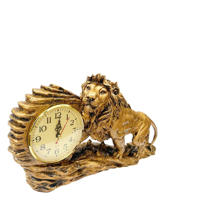 Sculpture Statue Resin Figurine Lion Deco Clock 49*22 cm