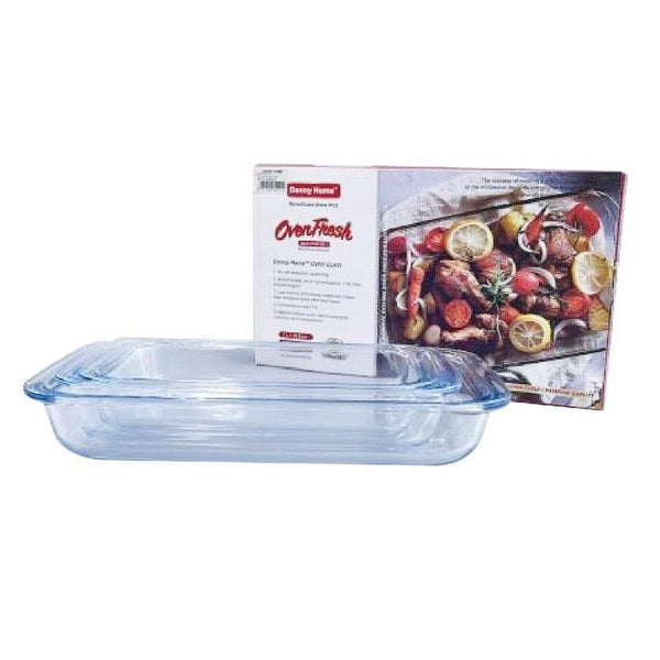 Glass Baking Dish Set of 3 Pcs  1/1.6/2.2 Litre