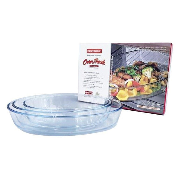 Glass Baking Dish Set of 3 Pcs  1.6/2.4/3 Litre