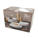 Vanilla White Black Ceramic Dinner Set of 24 Pcs