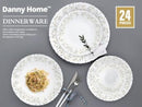Abstract White Ceramic Dinner Set of 24 Pcs