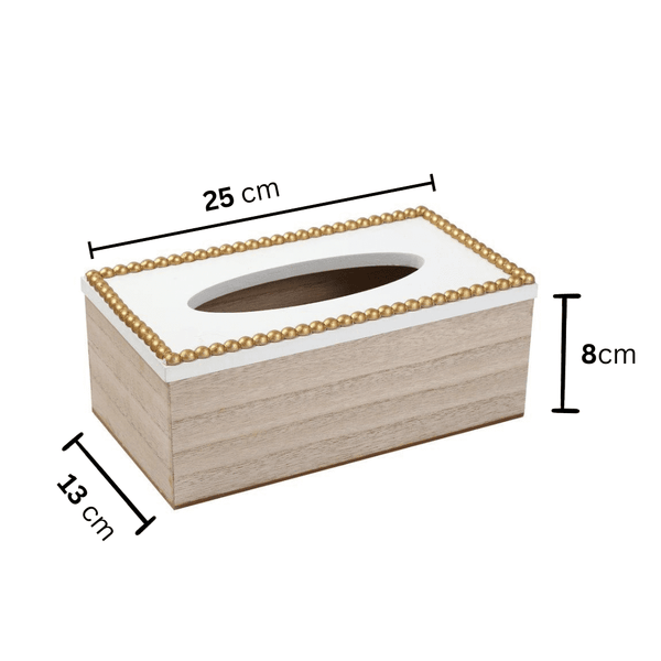 Premium Quality MDF Rectangular Tissue Box Napkin Holder with Pearl Border Design - Elevate Your Table Setting with Elegant Style and Convenience