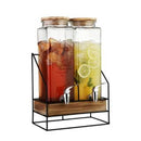 Glass Beverage Dispenser w Tap & Stand Set 2340 ml