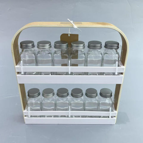 Buy Online Danny Home Spice Rack Shaker Glass Set of 12 Pcs 28.7 x 5 x ...