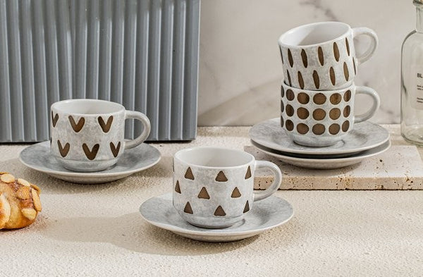 Ceramic Coffee Cup & Saucer Set of 6 Pcs 80 ml
