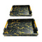 Deco Black Gold Marble Rectangle Serving Tray Set of 2 Pcs Metal Handles 41.5*30*5.5/48.5*35*5.5 cm