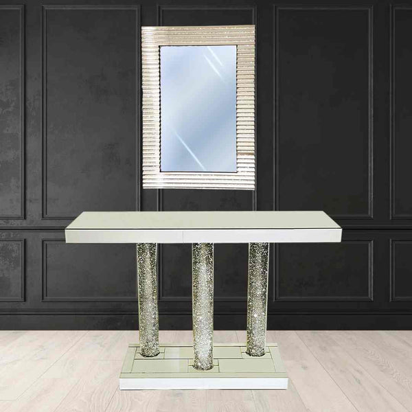 Home Decor Luxury Hallway Mirror & Console Modern Elegant Champagne Mirror Finish