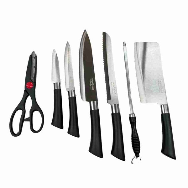 Bass Brand Premium Quality Stainless Steel Chef Kitchen Knife Set of 8 Pcs Lavender Handle 30 cm