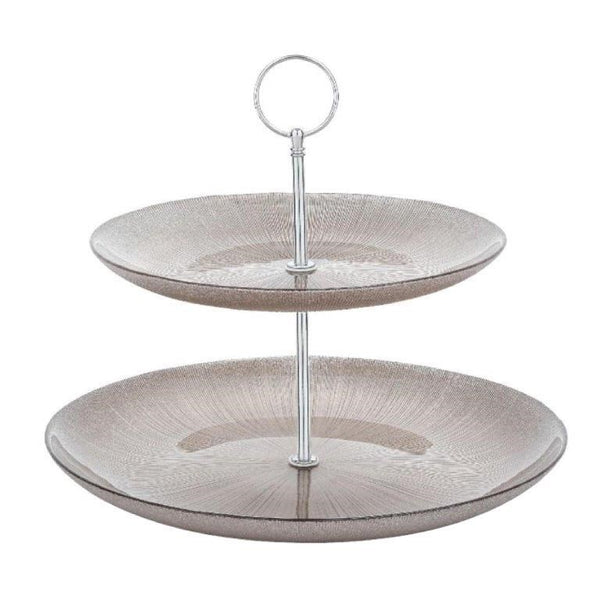 Colored Glass Cake Stand 2 Tier 8.5/11 Inch