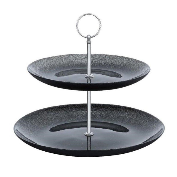 Colored Glass Cake Stand 2 Tier 8.5/11 Inch