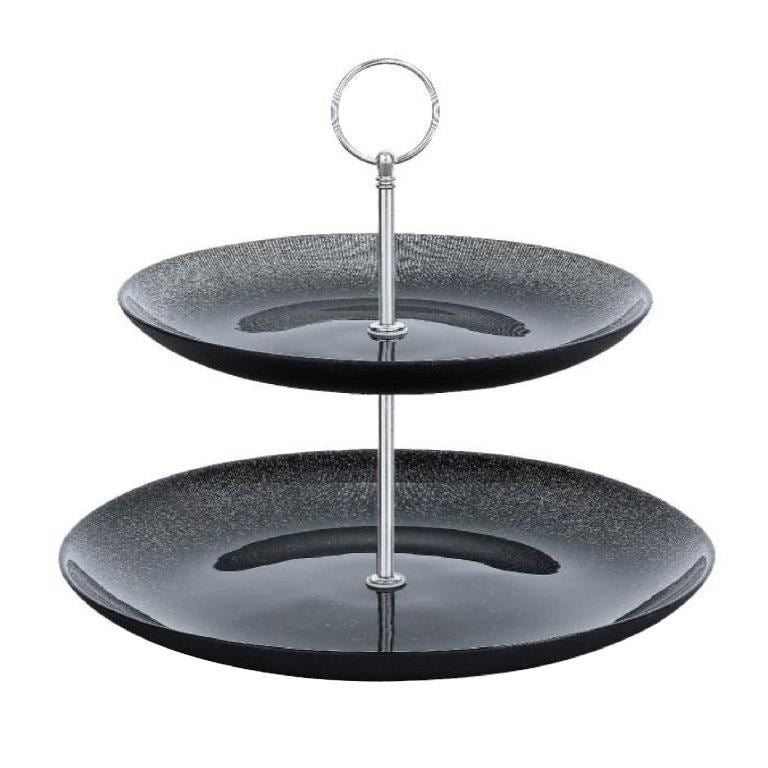 Colored Glass Cake Stand 2 Tier 8.5/11 Inch