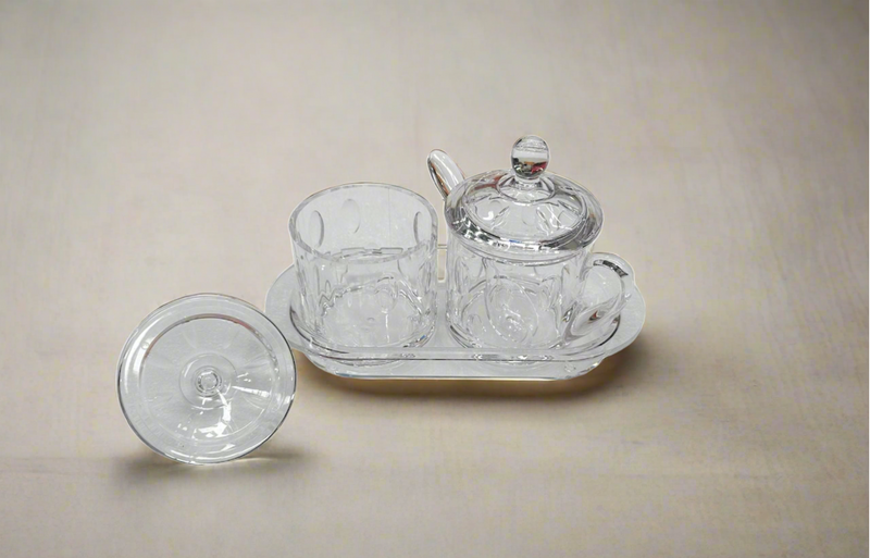 Acrylic Double Sugar Bowl Set with Milk Jar and Sugar Jar, 220ML each, elegant tableware from Classic Homeware and Gifts.