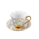 Ceramic Tea Cup and Saucer Set of 13 Pcs with Tea Pot and Stand in Pink Floral Design