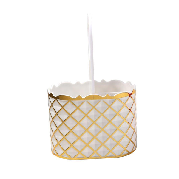  Gold Basket Style Acrylic Cutlery Holder Chopsticks Stand - Classic Homeware and Gifts