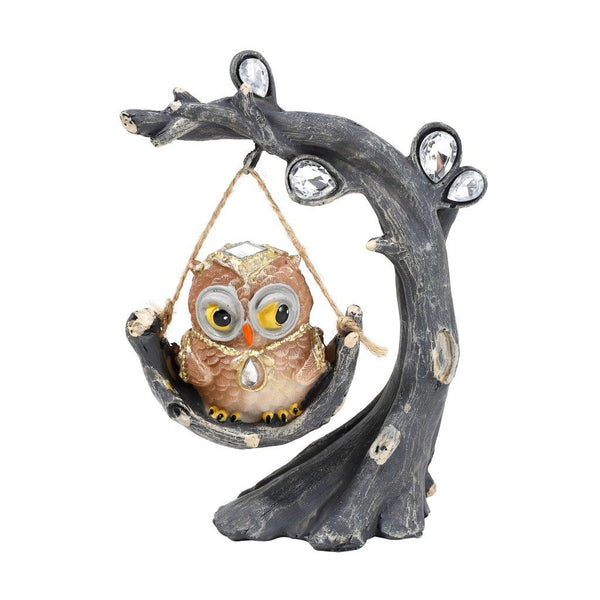 Collectable Resin Handicraft Natural Color Owl Statue With Tree 13*7.5*18 cm