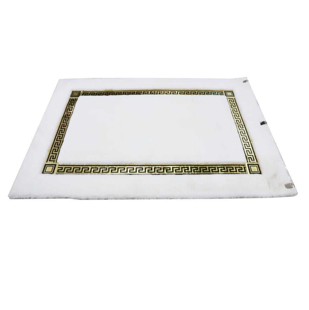 Fluffy Super Soft Greek Key Design Non Slip Waterproof Floor Mat 120*180 cm