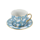 Ceramic Tea Cup and Saucer Set of 15 Pcs with Milk Pot Sugar Pot and Stand Blue