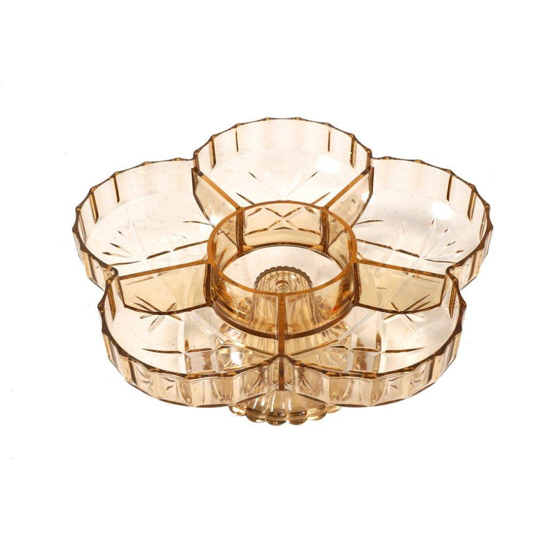 Acrylic Champagne Serving and Footed Divided Platter with Lid Fruits and Nuts Plate 30*24 cm