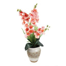 Realistic Touch Artificial Orchid Flower Deco Pot Abstract Print 16*18 cm