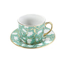 Ceramic Tea Cup and Saucer Set of 15 Pcs with Milk Pot Sugar Pot and Stand Green