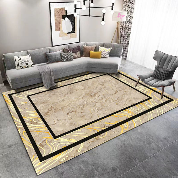 Custom Luxury Fashion Machine Woven Indoor Area Rug Carpet Elegant Beige with Funky Colors Border 160*230 cm