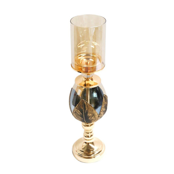 Elegant Glass Craft Black Candleholder Wedding Table Centrepiece 14*48 cm