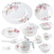 White Royal Floral Pattern Opal Glass Dinnerware Set of 72 pcs with Dinner Plates, Bowls, and Serveware - Classic Homeware & Gifts
