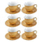 Ceramic Tea Cup and Saucer Set of 6 Pcs Gold Abstract Design Cup 7.5*9 cm Saucer 14 cm