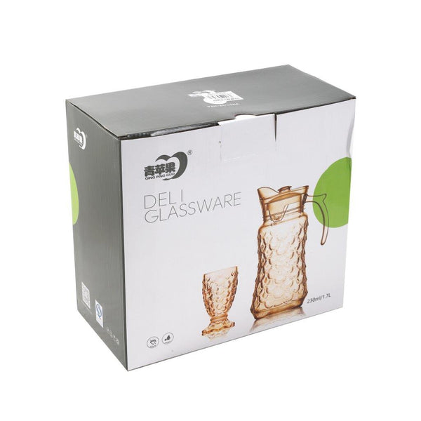 Rose Gold Glass Beverage and Water Jug with Lid 1.7 Liter