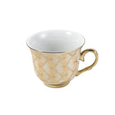 Ceramic Tea Cup and Saucer Set of 6 Pcs Cream Abstract Design Cup 7.5*9 cm Saucer 14 cm