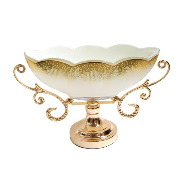 Elegant Glass Craft Gold Deco Fruit Bowl Wedding Table Centrepiece 40*16 cm