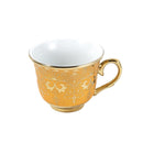 Ceramic Tea Cup and Saucer Set of 6 Pcs Gold Floral Design Cup 7.5*9 cm Saucer 14 cm